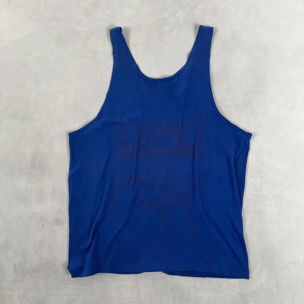 Vintage Nike Tank Top Mens XL Blue Big Graphic Logo Made USA Athletic 80s 90s